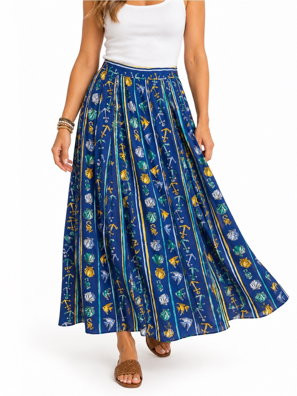 Vintage Pendleton Classic Nautical Print Skirt — Size 12 maxi